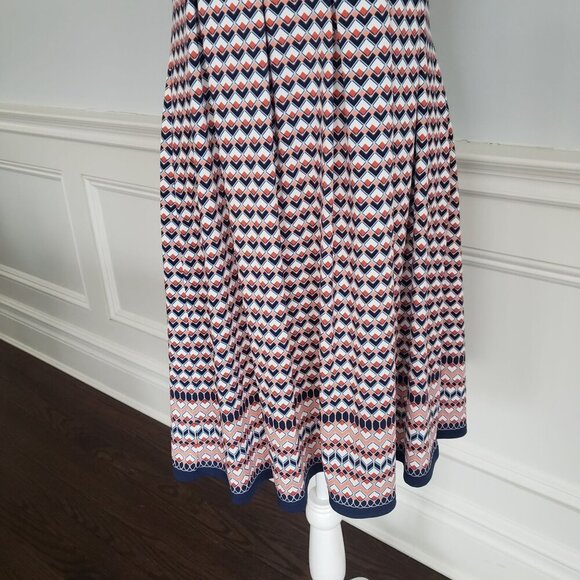 Max Studio XL Sleeveless Geometric Print Fit & Flare Stretchy Dress Pink Blue - Picture 8 of 13